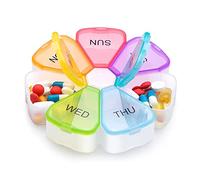 DDUP Portable Weekly Pill Box Organiser | Easy to Open 7 Day Premium Quality Tablet Box | Travel Pill Case with Snap Shut Lids Design |Tablet Organiser for Vitamins, Supplements (Colour A)