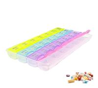 DDUP Portable Weekly Pill Box Organiser | Easy to Open 7 Day Premium Quality Tablet Box | Travel Pill Case with Snap Shut Lids Design |Tablet Organiser for Vitamins, Supplements (Colour C)