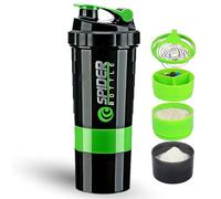 DDUP Protein Shaker Bottle, 16oz 3 Layer Twist Off GYM Shaker Cup Shake Bottle with Mix Grid and Pill & Supplement Storage,Leak Proof Shaker for Protein Shakers (Green)