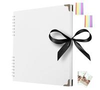 DDUP Scrapbook Photo Album 60 Sides-20.5x 20.5cm,Thick Kraft Paper Spiral Bound Scrap Book,Wedding Picture Scrapbooking Album 180gsm Memory Book Ideal for Memories (White)