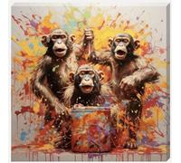 DDW Paint Splash Monkeys Wall Art Canvas, perfect for bedrooms/Bathrooms/Kitchens and to add a touch to your space in any room! 16" x 16" in size.