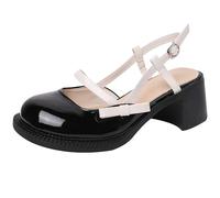DDWRGD Cute Mary Jane Slingback for Women Girls Round Toe Block Heels Chunky Mary Jane Sandals for Women, black, 6.5/7 UK