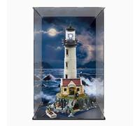DDXMML Acrylic Display Case, Compatible with Lego 21335 Lighthouse, Dustproof, UV-Resistant, Transparent, 35*35*56 cm/13.7*13.7*22.0 inches, Wood-Plastic Composite Frame, Clear