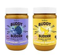 DDY BUDDER Bark Bistro Company, Superberry Snoot + Barkin' Banana, 100% Natural Dog Peanut Butter, Healthy Dog Treats - Made in USA (Set of 2 / 17oz Jars)