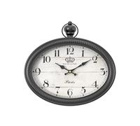 Ddysins Retro Oval Wall Clock. Black Vintage Antique Style. Battery Operated Decor Wall Clocks for Farmhouse, Living Room,Kitchen,Bedroom,Bathroom (10.5" H x 11.3" W)