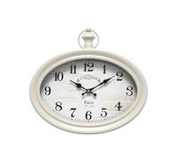 Ddysins Retro Oval Wall Clock. White Vintage Antique Style. Battery Operated Silent Wall Clocks for Farmhouse, Living Room,Kitchen,Bedroom,Bathroom (10.5" H x 11.3" W)