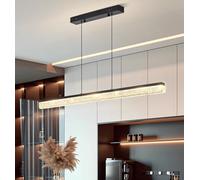 DDYY 100cm Modern LED Pendant Light Dimmable Hanging Lamp Dining Table Black,Linear Design,with Remote Control,40W Dining Room Lamp Hanging Height Adjustable,Dining Table,Office (100cm/40w)