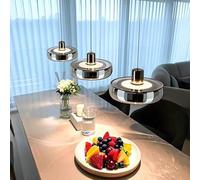 DDYY Modern Crystal Glass Pendant Kitchen Lamp LED Dimmable Ceiling Lighting with Remote Control Pendant Lights Height Adjustable Living Room Lamp Dining Table Pendant Lights (3 Heads)