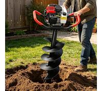 DDZJTPP 4 Stroke Gasoline Post Hole Diggerelectric Post Hole Digger,With 9 Bits,Petrol Earth Auger Drill for Fence Posts, Trees, And Garden Soil,Efficient Ground Drilling Machine 30cm