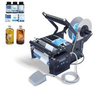 DDZJTPP Round Bottle Labeling Machine,Electric Label Applicator 15-30 PCS/Min,Glass Plastic Bottle Labeler,Sticker Label Printer,For 20-100mm Diameter De Cans,Plastic,Glass