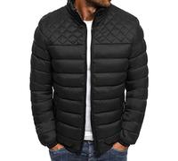 DDZYQ Men'S Winter Jacket Modern Urban Fashion Solid Color Stand-Up Collar Men'S Long-Sleeved Autumn Winter Thickening Warm Men'S Transitional Jacket Outdoor Windproof Men'S Jacket C-Black M