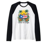 De Aquí Como el Coquí Puerto Rican Pride Design Raglan Baseball Tee