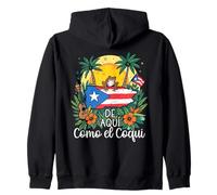 De Aquí Como el Coquí Puerto Rican Pride Design Zip Hoodie