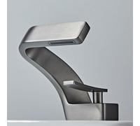 de Baño Cascada de Latón Mezcladores de Lavabo con Palanca Única Diseño Moderno en Oro Rosa y Gris Cepillado Grifo de Lavabo Elegante y Funcional.