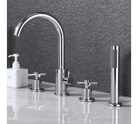 de Baño Mezclador Cromado con Manija Cruzada y Conjunto de Ducha 4 Ag de Ducha de Alta Calidad para Baños Modernos Diseño Elegante y Funcional.