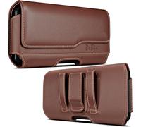 De-Bin Phone Holster Case Designed for iPhone 12 Pro Max Belt Case with Belt Clip Belt Loops-Premium Belt Holder Pouch Cover Sleeves Fit Apple iPhone 12 Pro Max/ 11 Pro Max/XS Max with Case on-Brown