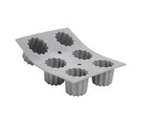De Buyer 1834.21D Elastomoule Silicone Mould - 6 Bordelais Fluted Cakes, 8.2 apacity