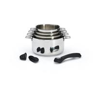 De Buyer 3491.04 Twisty Set of 4 Pans Ø 14/16/18/20 cm with 1 Black Handle and 2 Black Silicone Knobs