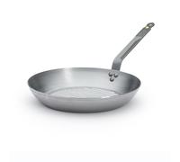 De Buyer 5613.32 Mineral B Element Round Grill Frying Pan, 32 cm Diameter | Stovetop frying cookware built for high-temperature commercial searing, intense heat retention and authentic char marks.