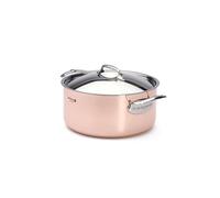 DE BUYER 6442.28 Cast Iron Saucepan with Lid/Handles Copper/Stainless Steel Diameter 28 cm