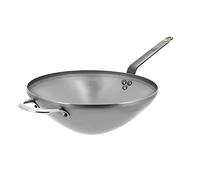 DE BUYER - Mineral B Sheet Steel Shank Wok and Handle face to Tail - 32 cm - Made in France, PFAS Free, Natural Anti-Stick, Beeswax Finish, Suitable for All Heat Sources + Flash Oven
