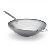 DE BUYER - Mineral B Sheet Steel Shank Wok and Handle face to Tail - 40 cm - Made in France, PFAS Free, Natural Anti-Stick, Beeswax Finish, Suitable for All Heat Sources and Flash ovens