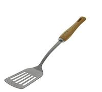 DE BUYER Perforated Spatula, Stainless Steel, Wooden Handle, 12 in, Silver, B Bois Series