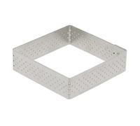De Buyer Perforated Square Stainless Steel Tart Ring with Straight Edges, Silver