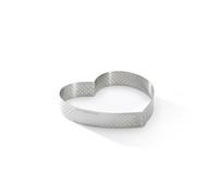 DE BUYER Perforated Tart Ring, Heart, in Stainless Steel, 0.75-Inch High O 4.75-Inch, Silver