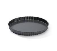 De Buyer Round Fluted Tart Mould with Straight Edge, 32 cm, Steel, Silver, 28.8 x 22.4 x 3.2 cm