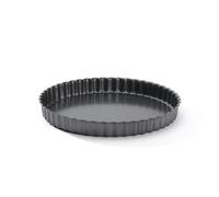 De Buyer Round Fluted Tart Mould with Straight Edge Loose Base, 24 cm, Steel, Silver, 23.19 x 23.01 x 3.2 cm