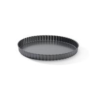 De Buyer Round Fluted Tart Mould with Straight Edge Loose Base, 28 cm, Steel, Silver, 27 x 27 x 3 cm