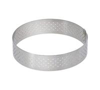 De Buyer Straight Edge Round Perforated Tart Ring in Stainless Steel, Silver