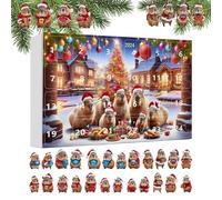 De Capybara - 3D Acrylic Holiday Decor 24 Days, 2025 Countdown Calendar Capybara Charm Seplos Charge | For Window Door Wall Holiday Party Favors