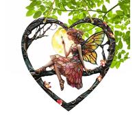 de,de for Window, Decorative Wall Art for Window, Stained Acrylic Decor, Heart Shaped Hanging Decoration for Living Room