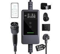 dé EV Charger 3 Pin Plug 10m with App, 3.12kW Electric Car Charger Type 2 | 240V/13A, IP66, Plug & Play, Tuya/Smart Life App Control, 6-13A Adjustable, 0.5-8h Delay Timer, Type A RCD 30mA AC + 6mA DC