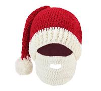 De feuilles CHIC-CHIC Christmas Knitted Santa Hat Cap with Beard Mustache Mask Caps (White Beard)