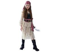 De feuilles Kids Girls Halloween Pirate Costume Pirate Fancy Dress Costume Includes Tiered Lace Princess Dress,Waistcoat,Belt,Headband, Carnival Role Play Party Props