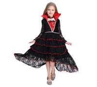 De feuilles Kids Girls Halloween Pirate Costume Pirate Fancy Dress Costume Includes Tiered Lace Princess Dress,Waistcoat,Belt,Headband, Carnival Role Play Party Props