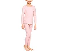 De feuilles Kids Thermal Underwear Set Base Layer Soft Long Sleeve Tops and Bottoms Pink