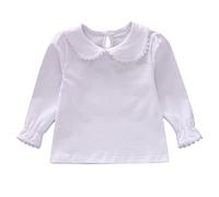 De feuilles Toddler Baby Girl Long Sleeve Peterpan Collar T-Shirt Blouse Solid Color Basic Tops White 4-5 Years