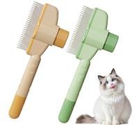 De-Fluffing Massage Comb, Combing Brush with Hair Removal Button, Pet H air Remover, for Short Long Curly Hair with Flea Removal Function(Orange And Green)