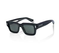 De-Gamme Budapest - Black Rectangle Thick Frame Polarized Sunglasses