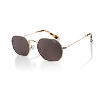 De-Gamme Retro Rectangle Polarized Sunglasses - Napoli Infinity Leather Gold One Size