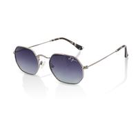 De-Gamme Retro Rectangle Polarized Sunglasses - Napoli Infinity Leather Silver One Size