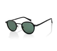 De-Gamme Retro Round Polarized Sunglasses - Paris Infinity Leather Black One Size