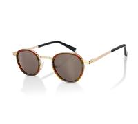 De-Gamme Retro Round Polarized Sunglasses - Paris Infinity Leather Gold One Size