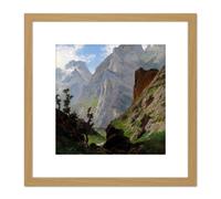 De Haes Mancorbo Canal Los Picos De Europa 8X8 Inch Square Wooden Framed Wall Art Print Picture with Mount Artery8 Light Oak One Size