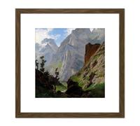 De Haes Mancorbo Canal Los Picos De Europa 8X8 Inch Square Wooden Framed Wall Art Print Picture with Mount Artery8 Brown One Size