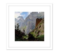 De Haes Mancorbo Canal Los Picos De Europa 8X8 Inch Square Wooden Framed Wall Art Print Picture with Mount Artery8 White One Size
